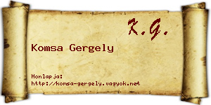 Komsa Gergely névjegykártya